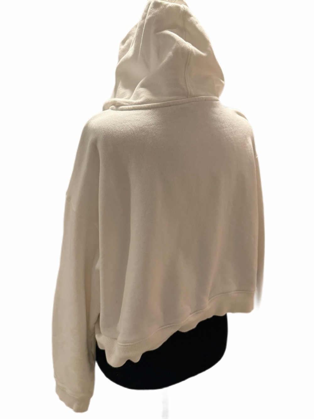 Stella McCartney White Cropped Hooded sweatshirt with black logo on front sz 40 - Picture 6 of 15
